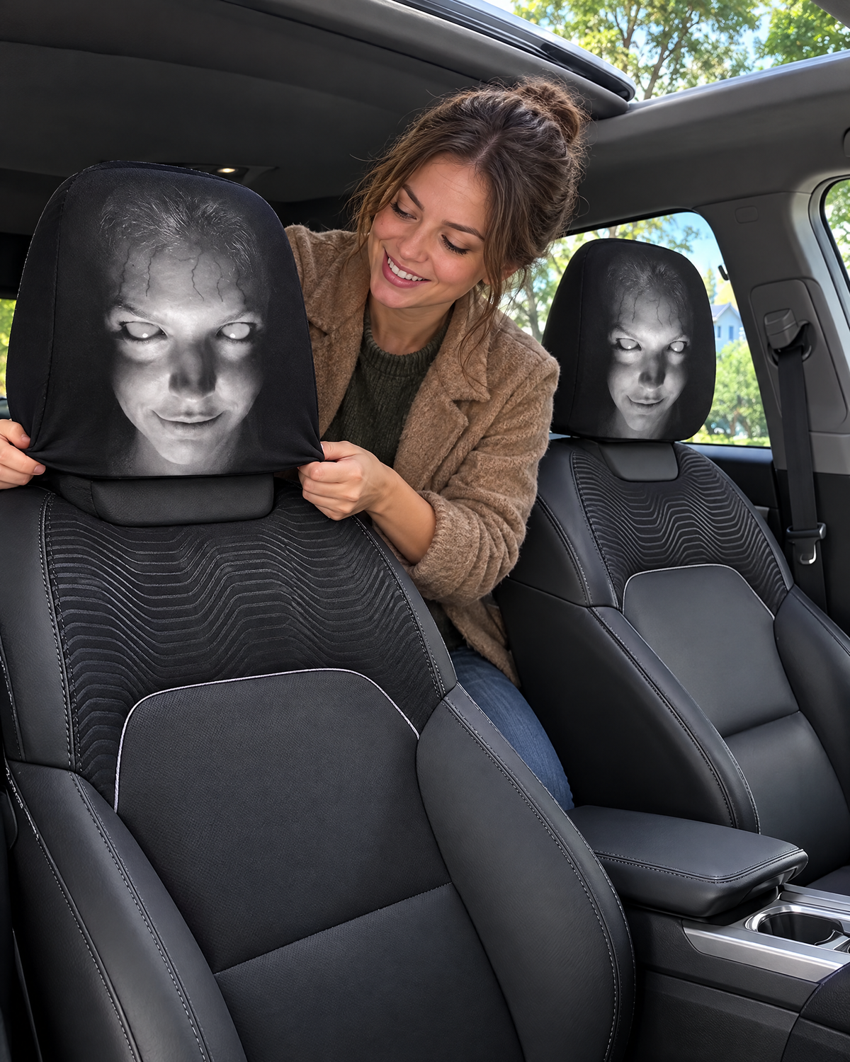 Installation facile des housses d'appui-tête dans la voiture