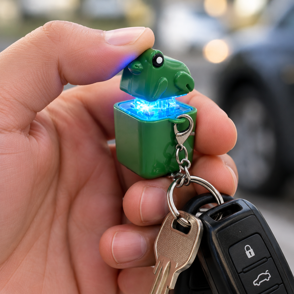 Porte-clés grenouille allumé sur des clés