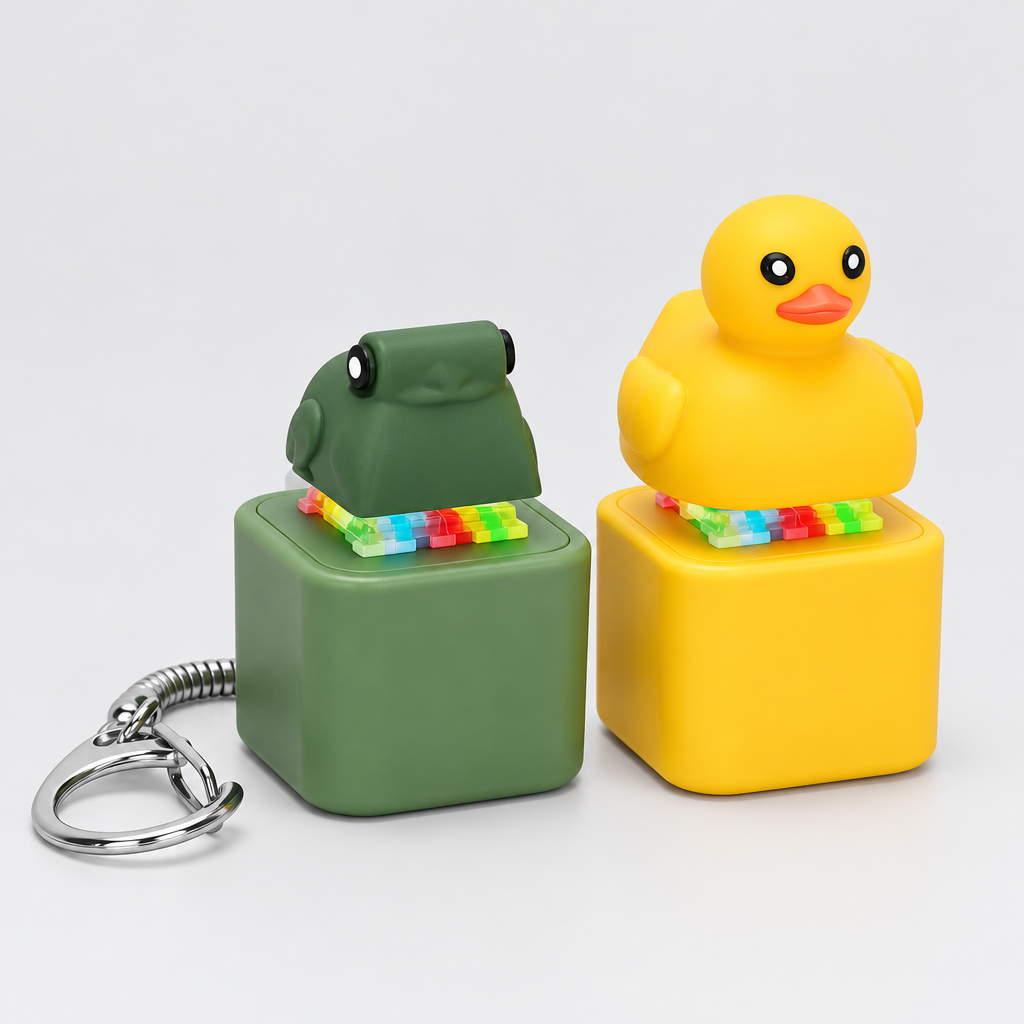Porte-clés duo grenouille et canard